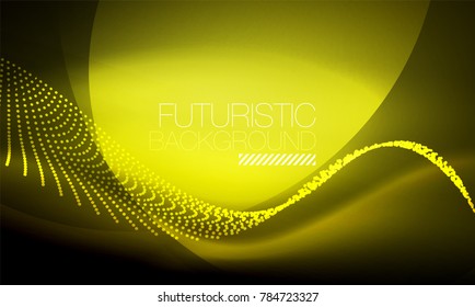 Smooth smoke particle wave, big data techno background with glowing flowing elements, hi-tech concept