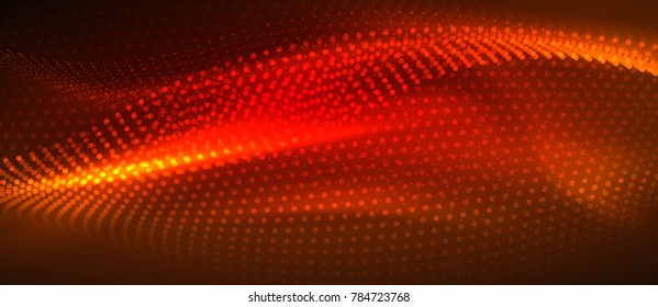 Smooth smoke particle wave, big data techno background with glowing dots, hi-tech concept