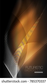 Smooth smoke particle wave, big data techno background with glowing flowing elements, hi-tech concept