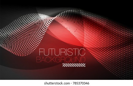 Smooth smoke particle wave, big data techno background with glowing flowing elements, hi-tech concept