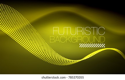 Smooth smoke particle wave, big data techno background with glowing flowing elements, hi-tech concept