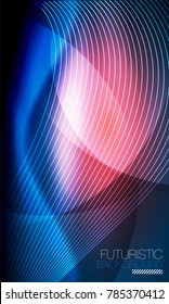 Smooth smoke particle wave, big data techno background with glowing flowing elements, hi-tech concept