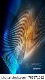 Smooth smoke particle wave, big data techno background with glowing flowing elements, hi-tech concept