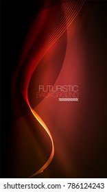 Smooth smoke particle wave, big data techno background with glowing flowing elements, hi-tech concept