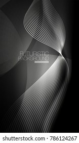 Smooth smoke particle wave, big data techno background with glowing flowing elements, hi-tech concept