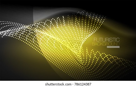 Glatte Rauch-Teilchen-Welle, großer Datenhintergrund mit leuchtenden fließenden Elementen, High-Tech-Konzept