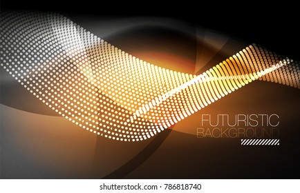 Ola suave de partículas de humo, fondo tecnológico de big data con elementos de flujo brillante, concepto de alta tecnología