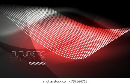 Smooth smoke particle wave, big data techno background with glowing flowing elements, hi-tech concept