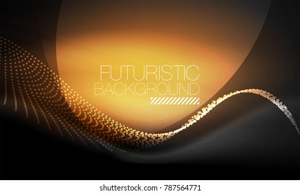 Smooth smoke particle wave, big data techno background with glowing flowing elements, hi-tech concept