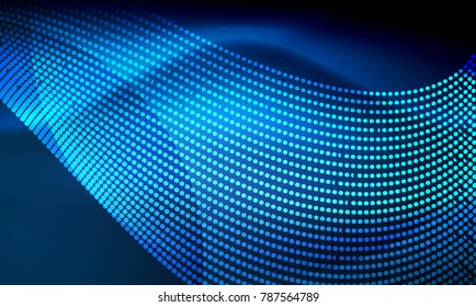 Smooth smoke particle wave, big data techno background with glowing flowing elements, hi-tech concept
