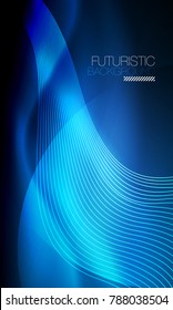 Smooth smoke particle wave, big data techno background with glowing flowing elements, hi-tech concept