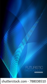 Ola suave de partículas de humo, fondo tecnológico de big data con elementos de flujo brillante, concepto de alta tecnología