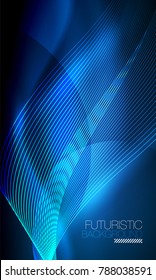 Smooth smoke particle wave, big data techno background with glowing flowing elements, hi-tech concept