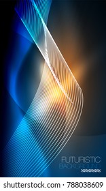 Smooth smoke particle wave, big data techno background with glowing flowing elements, hi-tech concept