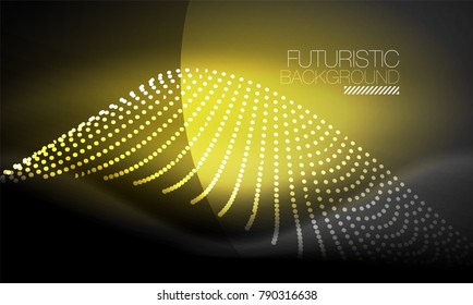 Ola suave de partículas de humo, fondo tecnológico de big data con elementos de flujo brillante, concepto de alta tecnología