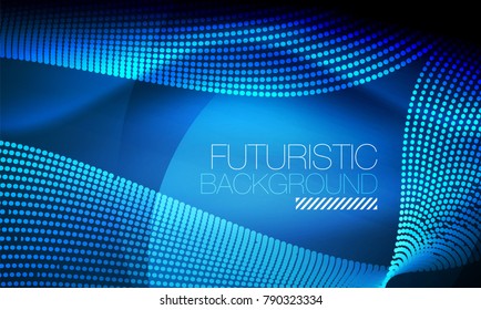 Smooth smoke particle wave, big data techno background with glowing flowing elements, hi-tech concept