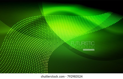 Ola suave de partículas de humo, fondo tecnológico de big data con elementos de flujo brillante, concepto de alta tecnología