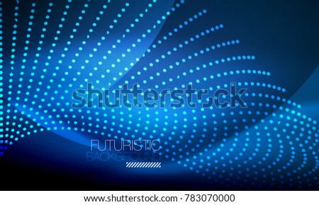 Smooth smoke particle wave, big data techno background with glowing flowing elements, hi-tech concept
