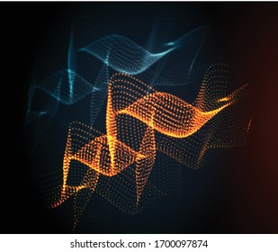 Smooth smoke particle wave, orange, blue color