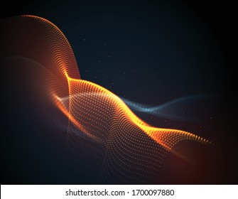 Smooth smoke particle wave  orange  blue color
