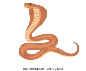 Smooth snake with a winding body and simple design. Simple cartoon animal design. Good for reptiles or nature illustrations. Vector illustration isolated on white background