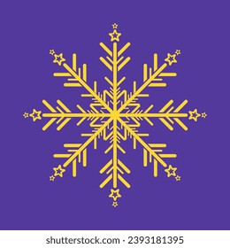 Smooth snowflakes collection isolated on white background design and Soft yellow, gold Snowflakes on isolated blue background