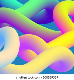 smooth soft colorful lines background. geometric twisted tubes