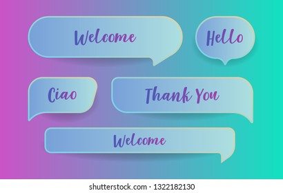 Smooth speech bubbles set in gradient design vector illustration