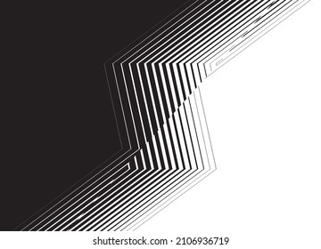 Smooth striped transition from black to white from thin straight broken lines. Abstract glass. Modern vector background.