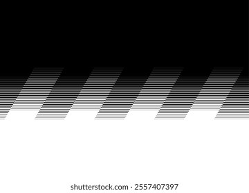 Smooth striped transition. Modern vector pattern of thin broken lines. trendy black and white background. Abstract optical effect. Thick oblique stripes