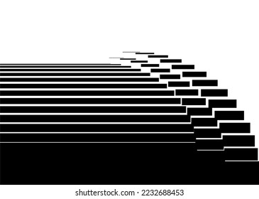 Smooth striped vector transition from black to white with straight lines in industrial style. For wall design, interior, printing, clothes, web. Striped pattern, Modern vector background.