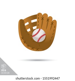 Smooth style baseball glove and ball icon. Sports equipment vector illustration. 