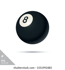 Smooth style billiards eight ball icon. Sports equipment vector illustration.