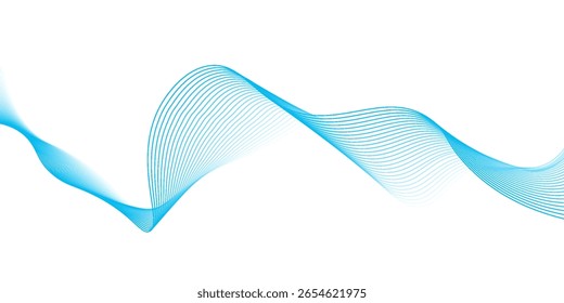 Fundo de onda azul elegante suave, linhas onduladas brancas abstratas brilhantes em um fundo azul. Padrão de alta tecnologia digital futurista. Conceito de assistência médica. Ilustração vetorial