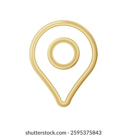 Smooth, stylized golden location pin represents pinpoint accuracy used in digital map applications.