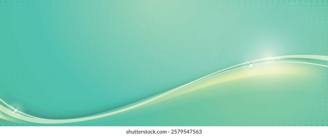 A smooth, teal background with a gradient effect. The background features a wave design and subtle teal highlights, creating a calming texture. Gradient wave background vector. Green background.