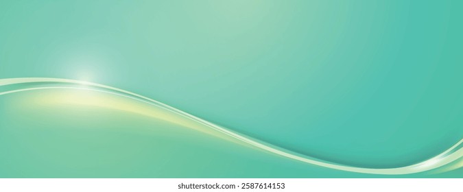 A smooth teal background with a gradient effect, featuring a flowing wave design. The teal background adds a calming, modern touch. Gradient wave background vector. Green background.