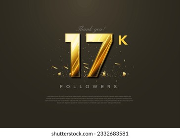 smooth textured golden number concept for 17k followers celebration.
