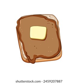 caricatura de mermelada de tostada lisa. delicioso hecho en casa, bocadillo por la mañana, brunch con topping signo de mermelada de tostada lisa. símbolo aislado Ilustración vectorial