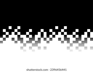 Smooth transition from black to white with abstract pixels. Mosaic for your graphic design. Digital pattern. Military. Divided Black and white vector background.