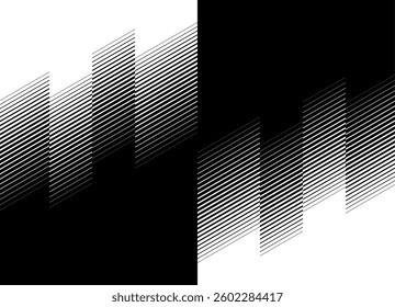 Smooth transition from black to white. 
 Pattern of broken lines. Geometric design. Vector background