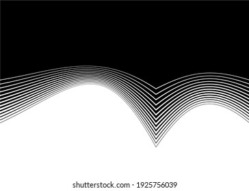 Transición suave de líneas delgadas rayadas de negro a blanco. Fondo vectorial moderno en blanco y negro