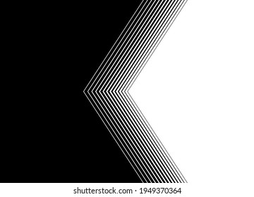 Smooth transition from black to white with thin arrow-shaped lines. Trendy vector background for transition from one image to another
