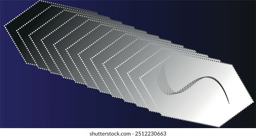 Smooth transition from black to white with thin broken lines. Black and white pattern.