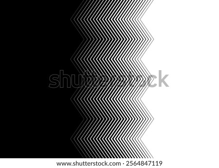 Smooth transition from black to white with triangles of thin lines. Modern vector pattern. black and white design element.  Trendy background. Broken lines. Two-color