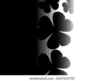 Smooth transition from black to white. Vector pattern of shamrocks clover. Floral design element. For St. Patrick's Day, cards, packaging, covers, textile prints. Floral striped vector background.