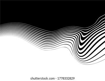 Smooth transition from black to white with wavy lines.
Monochrome abstract vector background