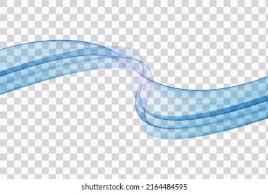 Smooth transparent horizontal blue wave design on abstract background