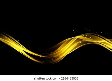 Smooth transparent horizontal golden wave design on dark background