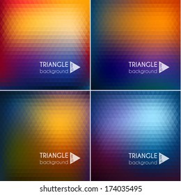 Smooth triangular colorful backgrounds set - eps10